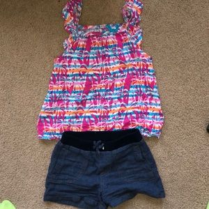 Girls 6X Tropical Top and Denim Colored Bottom